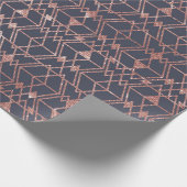 Papier Cadeau Parties scintillant d'or rose triangle bleu tribal (Coin)