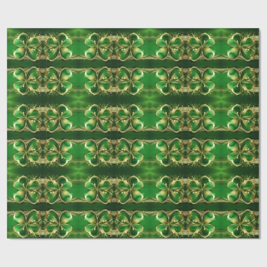 Papier Cadeau Parties scintillant d'or St. Patricks Day Clover L (Plat)