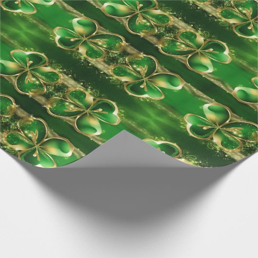 Papier Cadeau Parties scintillant d'or St. Patricks Day Clover L (Coin)