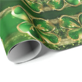 Papier Cadeau Parties scintillant d'or St. Patricks Day Clover L (Coin rond)