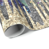 Papier Cadeau Parties scintillant d'or turquoise vert chic goutt (Coin rond)