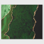 Papier Cadeau Parties scintillant d'or vert chic Agate Monogramm (Plat)