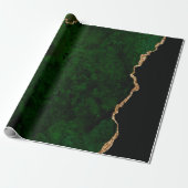 Papier Cadeau Parties scintillant d'or vert chic Agate Monogramm (Déroulé)