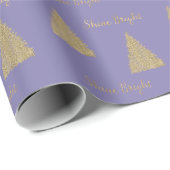 Papier Cadeau Parties scintillant d'or violet brillent arbres de (Coin rond)
