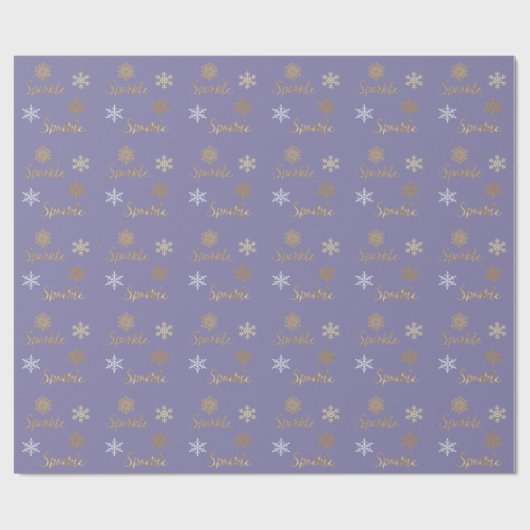Papier Cadeau Parties scintillant d'or violet Sparkies Snowflake (Plat)