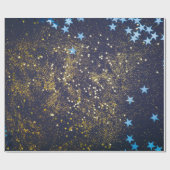 Papier Cadeau Parties scintillant dorée et étoiles bleues scinti (Plat)