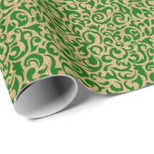 Papier Cadeau Parties scintillant dorée Faux Vert foncé Damas mo (Coin rond)