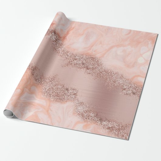Papier Cadeau Parties scintillant du code géographique rose Gold (Déroulé)