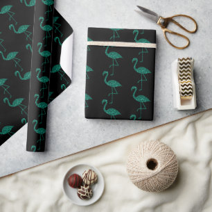 Papier Cadeau Parties scintillant émeraude flamboyante motif noi