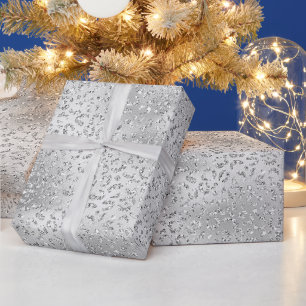 Papier Cadeau Parties scintillant Empreinte de léopard argent L