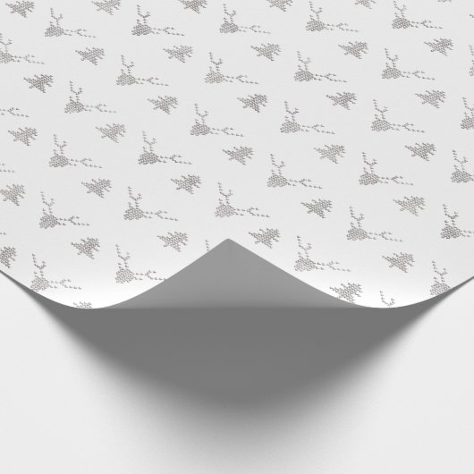 Papier Cadeau Parties scintillant en argent de cerf de Noël scan (Coin)
