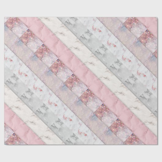 Papier Cadeau Parties scintillant en marbre rose glam scintillan (Plat)