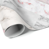 Papier Cadeau Parties scintillant en marbre rose glam scintillan (Coin rond)