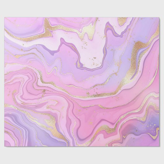 Papier Cadeau Parties scintillant en marbre rose violet or (Plat)