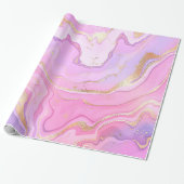Papier Cadeau Parties scintillant en marbre rose violet or (Déroulé)