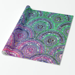 Papier Cadeau Parties scintillant en métal de luxe Pink Green Do