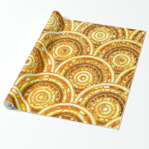Papier Cadeau Parties scintillant en métal d'or de luxe Cercles 