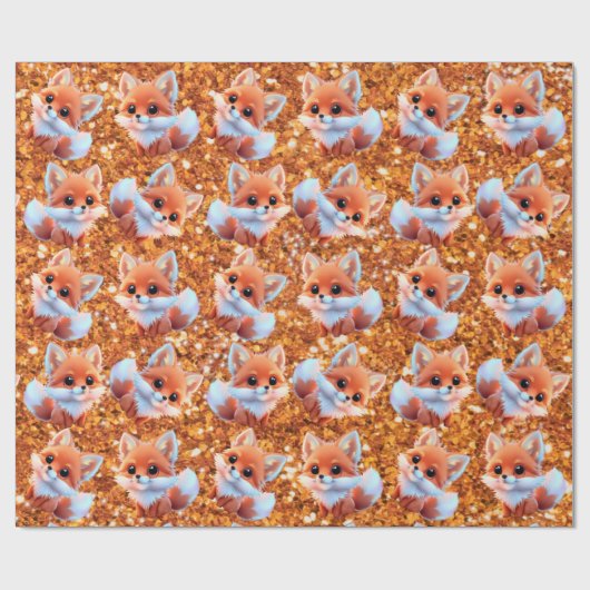 Papier Cadeau Parties scintillant en or motif pour bébé renard (Plat)