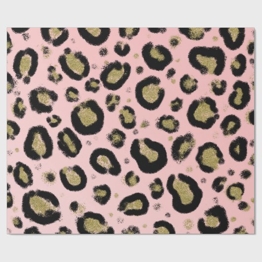 Papier Cadeau Parties scintillant en or rose et Cheetah léopard  (Plat)