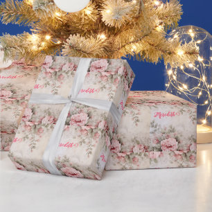 Papier Cadeau parties scintillant en or rose, feuille rose, emba