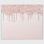 Papier Cadeau Parties scintillant en or rose flush gouttes fille (Plat)