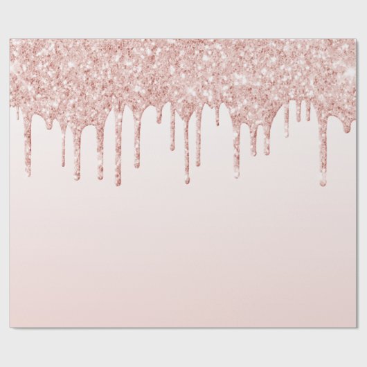 Papier Cadeau Parties scintillant en or rose flush gouttes fille (Plat)