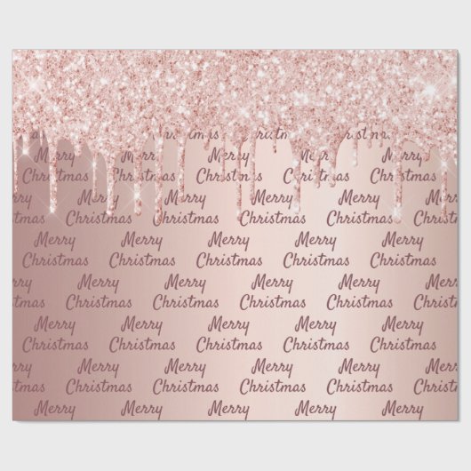 Papier Cadeau parties scintillant en or rose gouttes Noël (Plat)