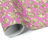 Papier Cadeau Parties scintillant en or rose léopard (Coin rond)