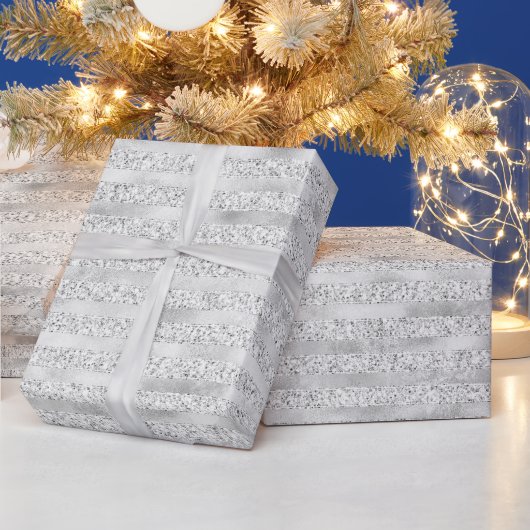 Papier Cadeau Parties scintillant en verre perle d'argent (Vacances)