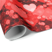 Papier Cadeau Parties scintillant Faux Coeurs Rouge et Blanc (Coin rond)