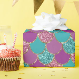 Papier Cadeau Parties scintillant Faux pèse-sirène motif