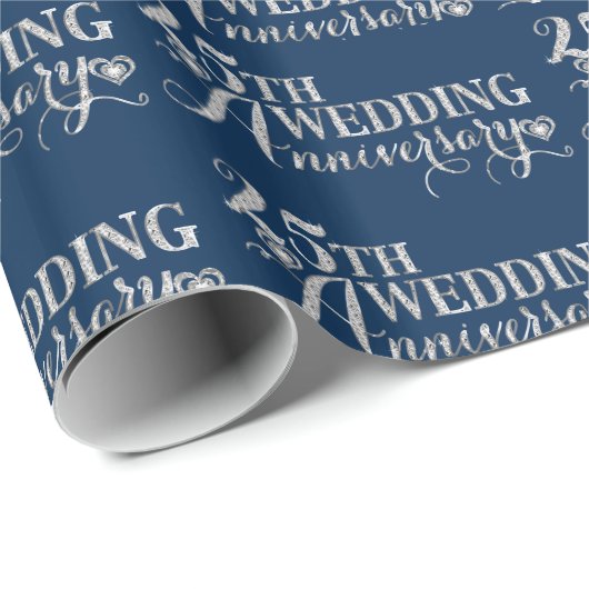 Papier Cadeau Parties scintillant flamboyante 25e Mariage Motif (Coin rond)