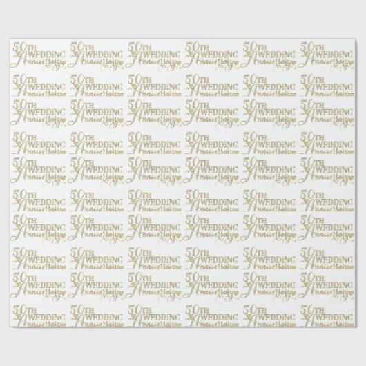 Papier Cadeau Parties scintillant flamboyante 50e Mariage Motif (Plat)