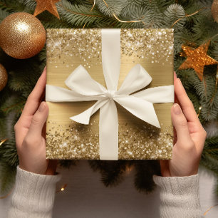 Papier Cadeau Parties scintillant Gold Faux Foil