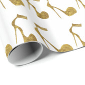 Papier Cadeau Parties scintillant Golden High Heel Chaussures (Coin rond)