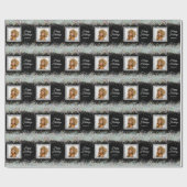 Papier Cadeau Parties scintillant holographique Texte photo noir (Plat)