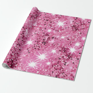 Papier Cadeau Parties scintillant Hot Rose Stars