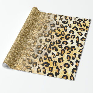 Papier Cadeau Parties scintillant moderne Leopard Motif Gold Om