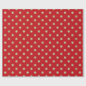 Papier Cadeau Parties scintillant moderne rouge et or pois (Plat)