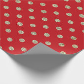 Papier Cadeau Parties scintillant moderne rouge et or pois (Coin)