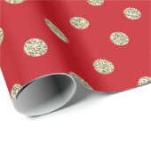 Papier Cadeau Parties scintillant moderne rouge et or pois (Coin rond)
