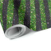 Papier Cadeau Parties scintillant moderne verte noire rayures Mo (Coin rond)