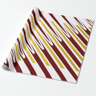 Papier Cadeau Parties scintillant Motif or foncé  bordeaux foncé