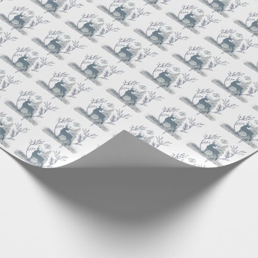 Papier Cadeau Parties scintillant neigeuse Deer Winter Solstice  (Coin)