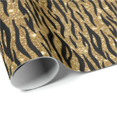 Papier Cadeau Parties scintillant noir et or Imprimer (Coin rond)