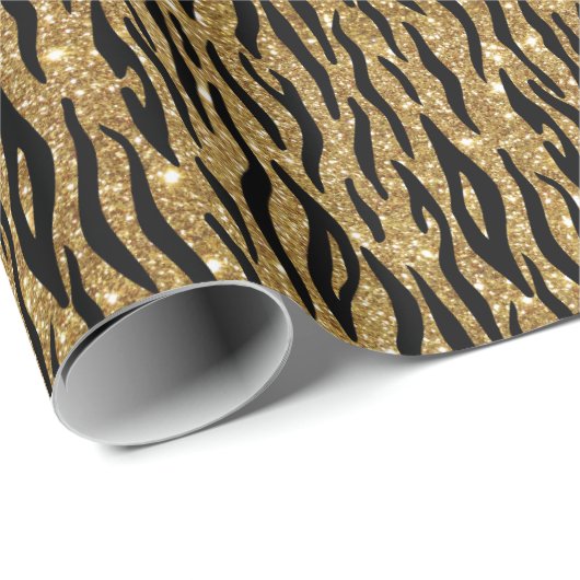 Papier Cadeau Parties scintillant noir et or Imprimer (Coin rond)