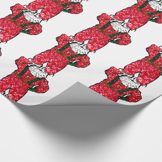 Papier Cadeau parties scintillant noir santa claus (Coin)