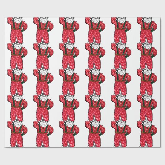 Papier Cadeau parties scintillant noir santa claus (Plat)