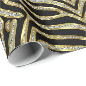 Papier Cadeau Parties scintillant noire et or Zebra Motif d'impr (Coin rond)
