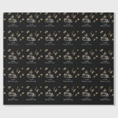 Papier Cadeau Parties scintillant noire or ajouter nom date d'an (Plat)